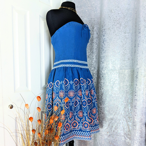 TOCCA Blue Strapless Dress Sz 6 - Picture 2 of 5